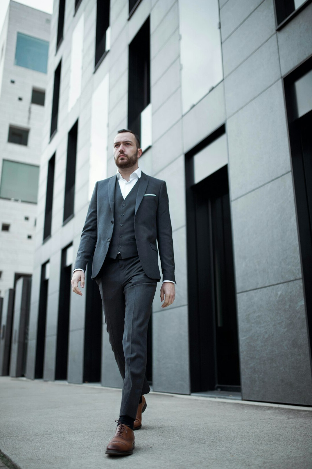 resilient businessman walking forward